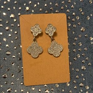Elegant Silver Drop clover Earrings